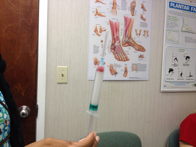 Long needle and a large load of cortisone