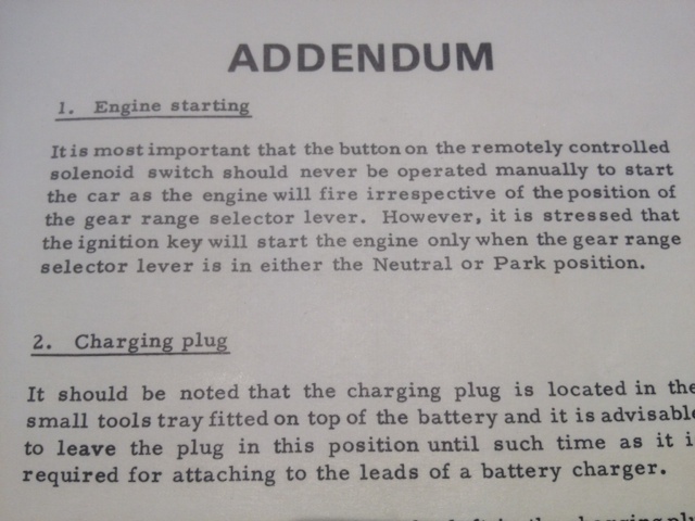 Owner's Manual Addendum #1: Remote Control Solenoid Switch