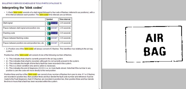 Airbag Wkshop Manual Figure for Blink Code