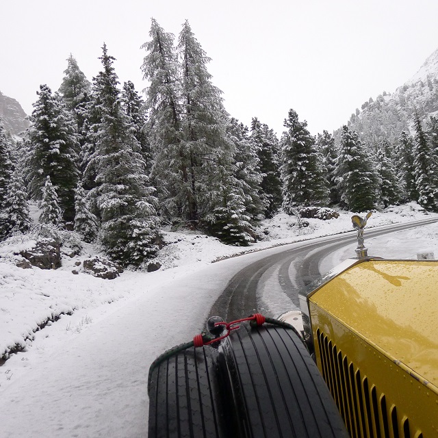 snowy ascent on Pordoi Pass