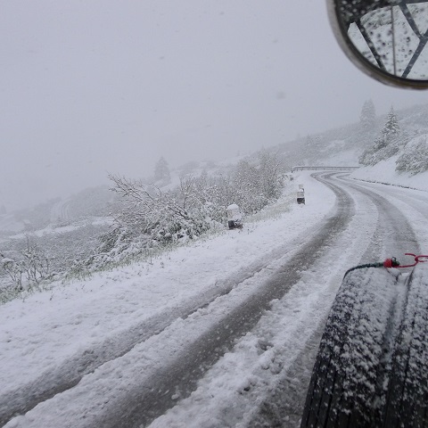 cold slow descent Pordoi Pass