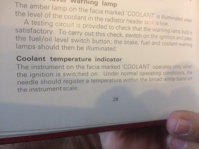 Gauge, Coolant, per owner's manual