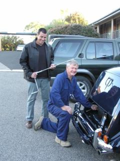 Don Peel Preparing for the 2006 Federal Rally Concours d'Elegance Which he won in his class - Son Mark behind