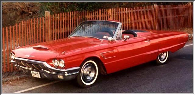 1965 T-bird Convertible in Rangoon Red & White Top